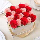 Red and Pink premium box flower arrangement